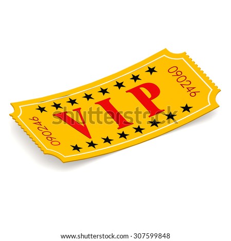 VIP ticket on white background image with hi-res rendered artwork that could be used for any graphic design.