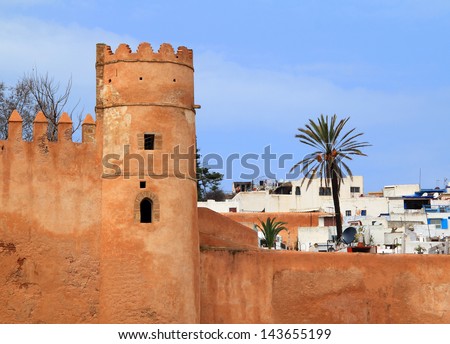 Fortress and city wall guarding the river estuary and the historical Medina of the city of Rabat, capital of Morocco. UNESCO World Heritage site.