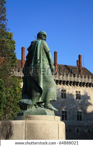 Portugal Guimaraes Historical centre statue of King Afonse Henrique Portugals first king