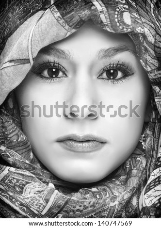 Beautiful woman with head scarf