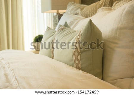 Cozy comfortable welcoming bedding in bedroom