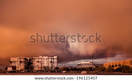 Extreme desert weather system called an Haboob, blowing high winds dust storm over Phoenix, Scottsdale,Az, on 12/29/2012 .