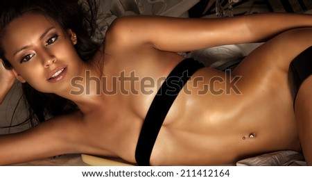Beautiful actress model in sensual fashion style scene - sexy slim brunette