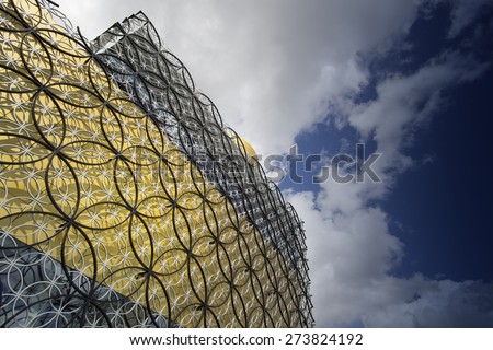 BIRMINGHAM, UNITED KINGDOM - April 29, 2015.- The Library of Birmingham, MECANOO ARCHITECTEN, Centenary Square, Birmingham, England, UK, Western Europe,