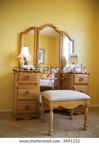 Young Female Bedroom Furniture, a pretty makeup dresser and stool.