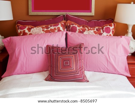 Youthful vibrant Pink and Orange colorful bedroom