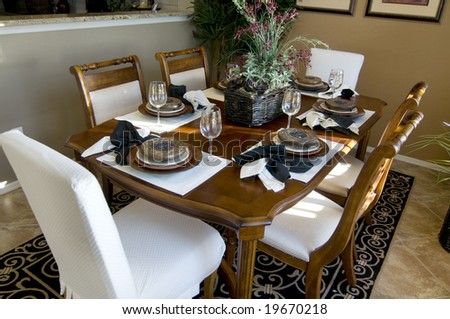 Elegant dining area with beautiful table arrangement