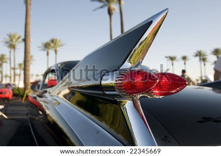 stock photo Classic retro 50's chrome car tail fin
