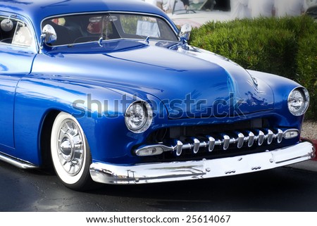 stock photo Classic vintage restored hot rod low rider car