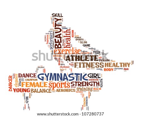 Gymnastic info-text graphics and arrangement concept (word cloud)