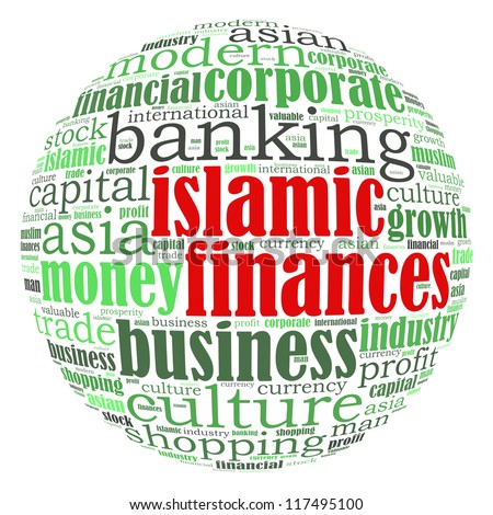 Islamic Finance info-text graphic concept (word cloud)