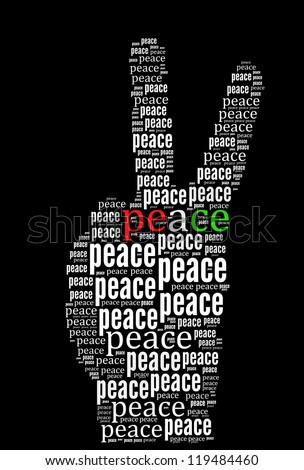 Peace word collage in black background