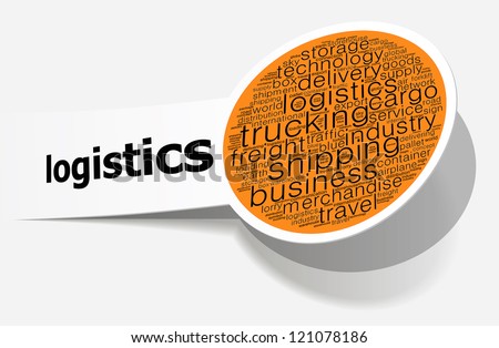 Logistics info-text graphics and arrangement concept on white background (word cloud)