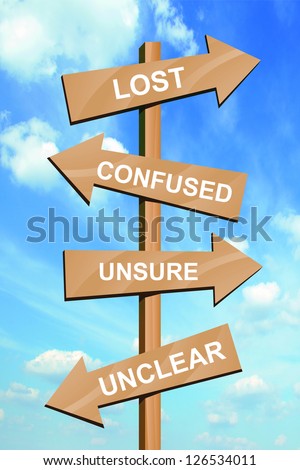 Road signs to lost,confused,unsure and unclear graphic