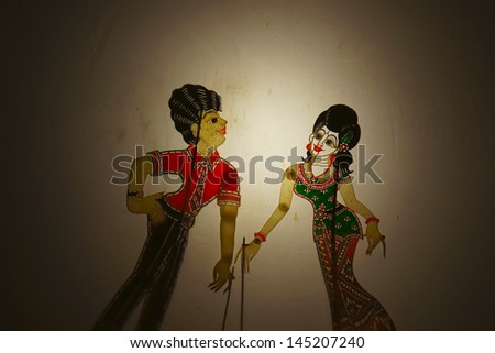 PENANG, MALAYSIA- JULY 6: A Traditional Malaysian Wayang Gedek (Shadow Puppet Show ) in Penang on July 6, 2013.Wayang Gedek is a famous shadow puppet show in Kedah and Perlis using northern dialects.