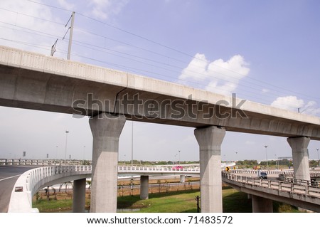Electric rail way cross bridge at Bangkok, Thailand.