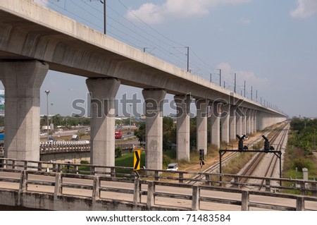 Electric Rail and Rail way at Bangkok, Thailand.