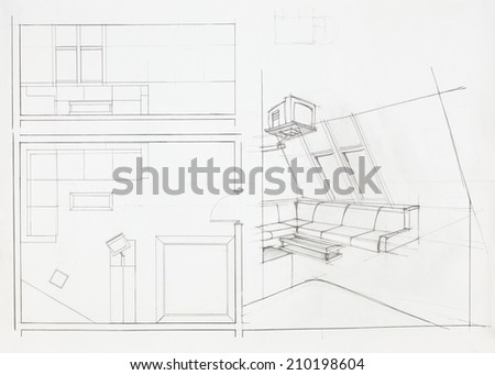 architectural plan of interior, living room