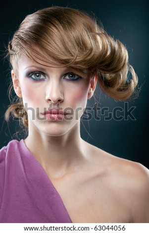 stock photo High fashion color portrait of beautiful woman roman style 