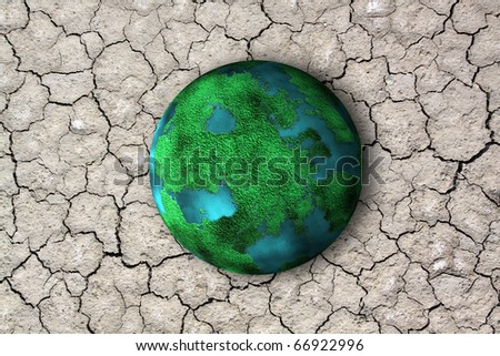 planet and dry soil with crack