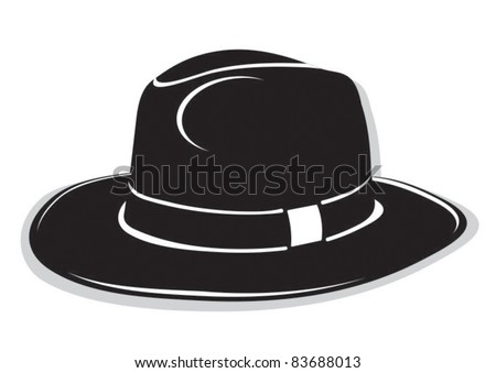 Gangster Black Hat On The White Background Stock Vector Illustration
