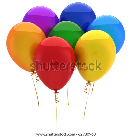 Rainbow Birthday Party Supplies on Balloon Decorations For Birthday Greeting Cards Pic  14