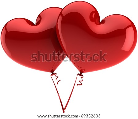 love heart balloons. stock photo : Heart balloons couple total red. Love is in the air abstract.