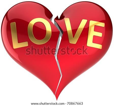 Broken Love Heart Symbol. stock photo : Broken love