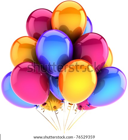 Birthday Decoration on Stock Photo Birthday Balloons In A Bunch Multicolor Party Decoration