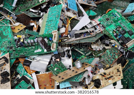 electronic circuits garbage as background from recycle industry