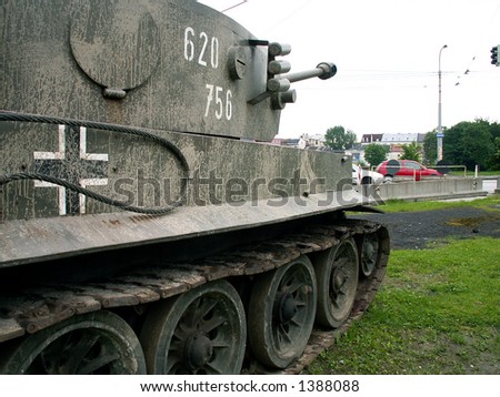 deutsch army tank on crossroad