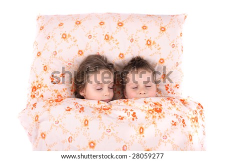sleeping young pair on the white background