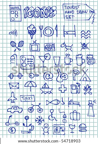 hotel icon images. hand drawn hotel icons
