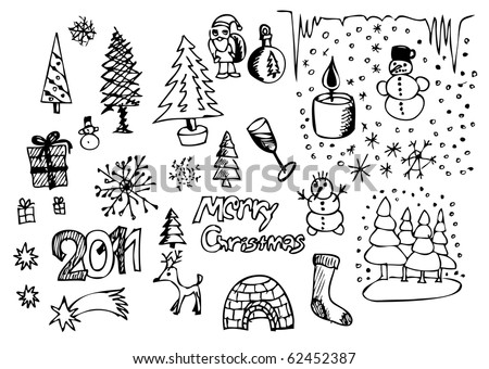 stock vector : hand drawn christmas symbols