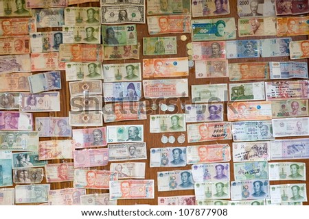 Collection of various money to background.