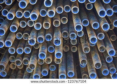 Drillpipe on Oil Rig Pipe Deck