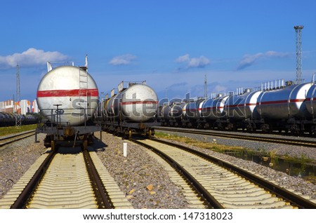 Tanks with fuel being transported by rail