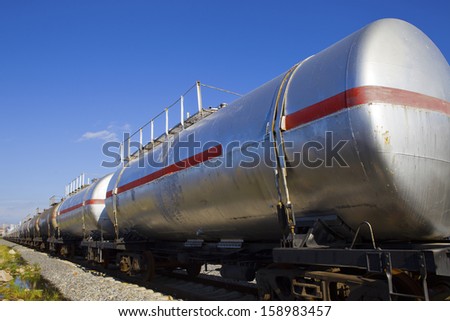 Tanks with fuel being transported by rail