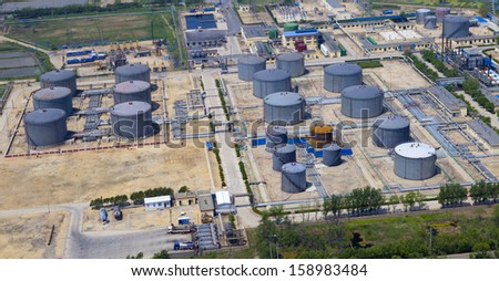 aerial view of petrol industrial zone