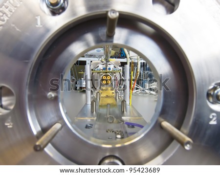 View into the inlet of a flight tube of a triple quadrupole mass spectrometer