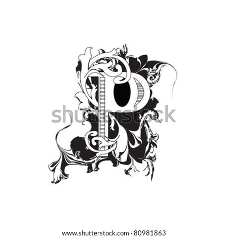 stock vector Letter P Ornate Black and White Save to a lightbox 
