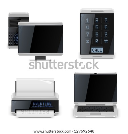 pc printer phone vector icons xxl pc printer phone vector icons xxl