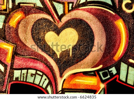 stock photo : Graffiti Love heart in neutral color