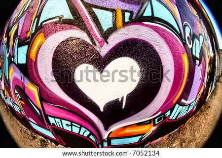 stock photo Fish Eye graffiti heart