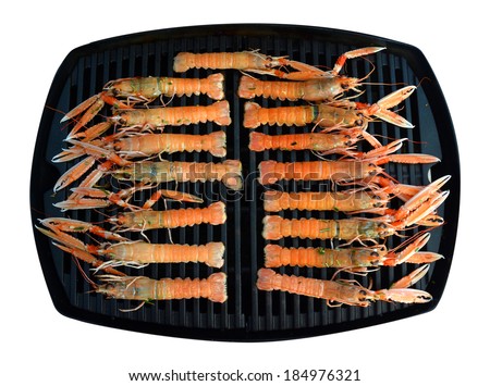 Scampi on a grill plate