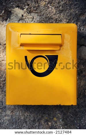 Yellow letter post box