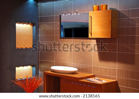 Modern Bathroom with blue-orange colours