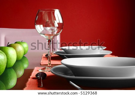stock photo Modern red Table Setting