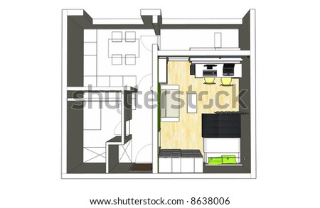 apartment designing. stock photo : Apartment designing - top view