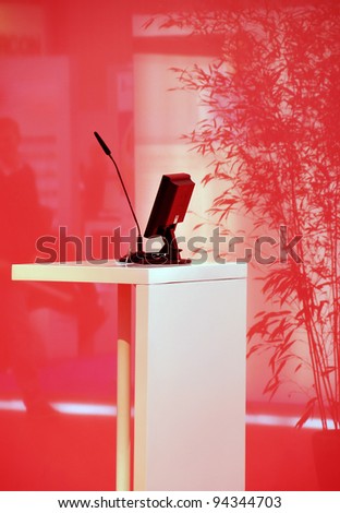 Empty speaker podium